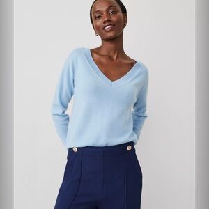 Banana Republic Quiet Luxury OVERSIZED LIGHTWEIGHT CASHMERE V-NECK SWEATER NWT L